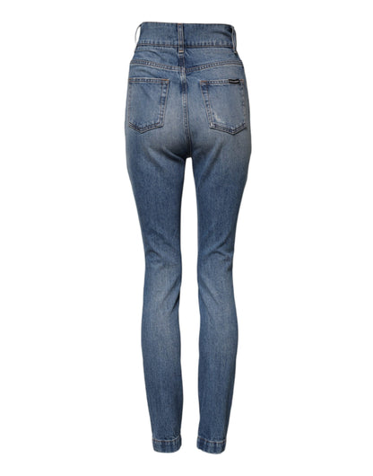 Dolce &amp; Gabbana – Blau verwaschene Skinny-Jeans mit hoher Taille