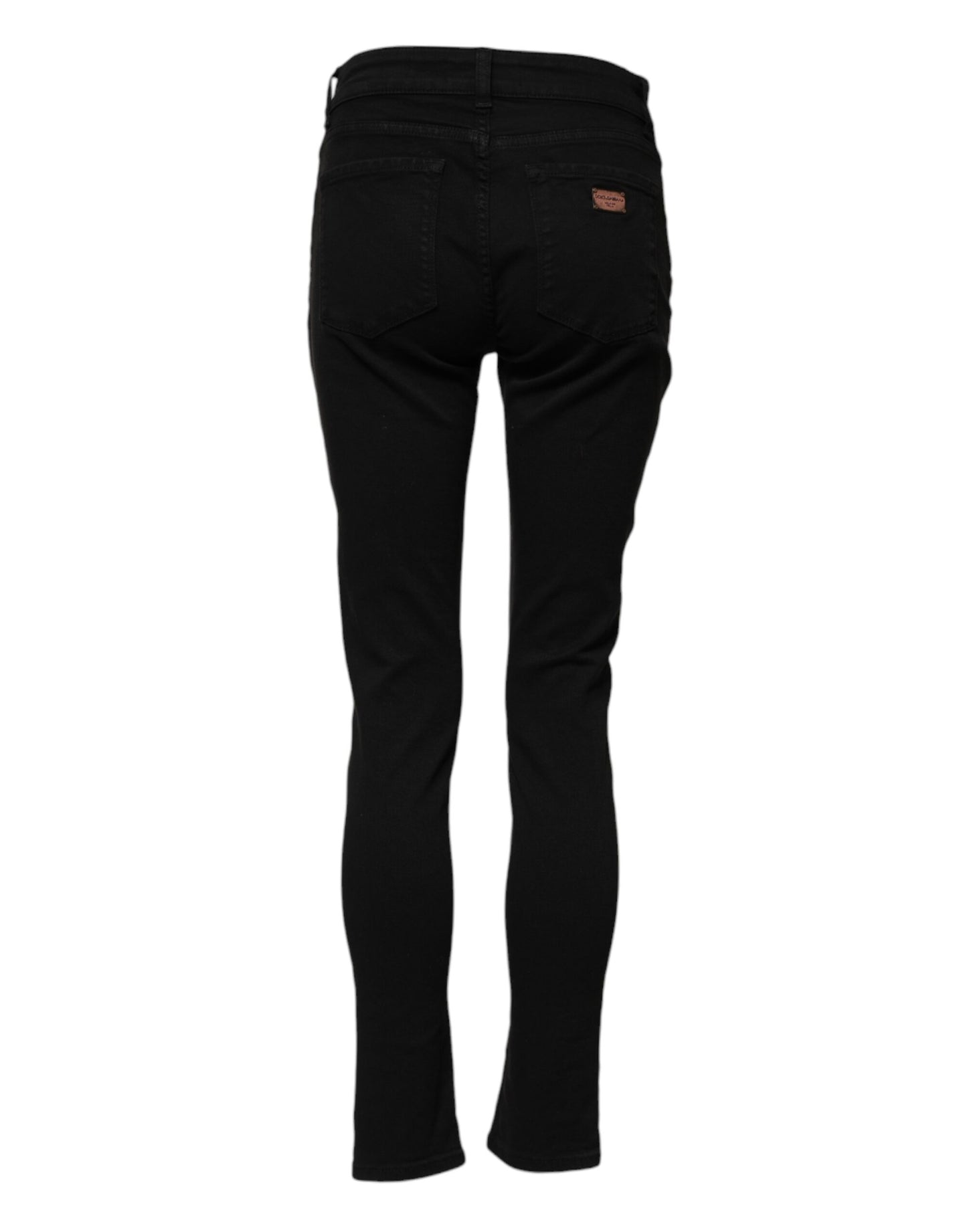 Dolce &amp; Gabbana – Schwarze Skinny-Jeans aus Baumwoll-Denim mit Logo und mittlerer Taille