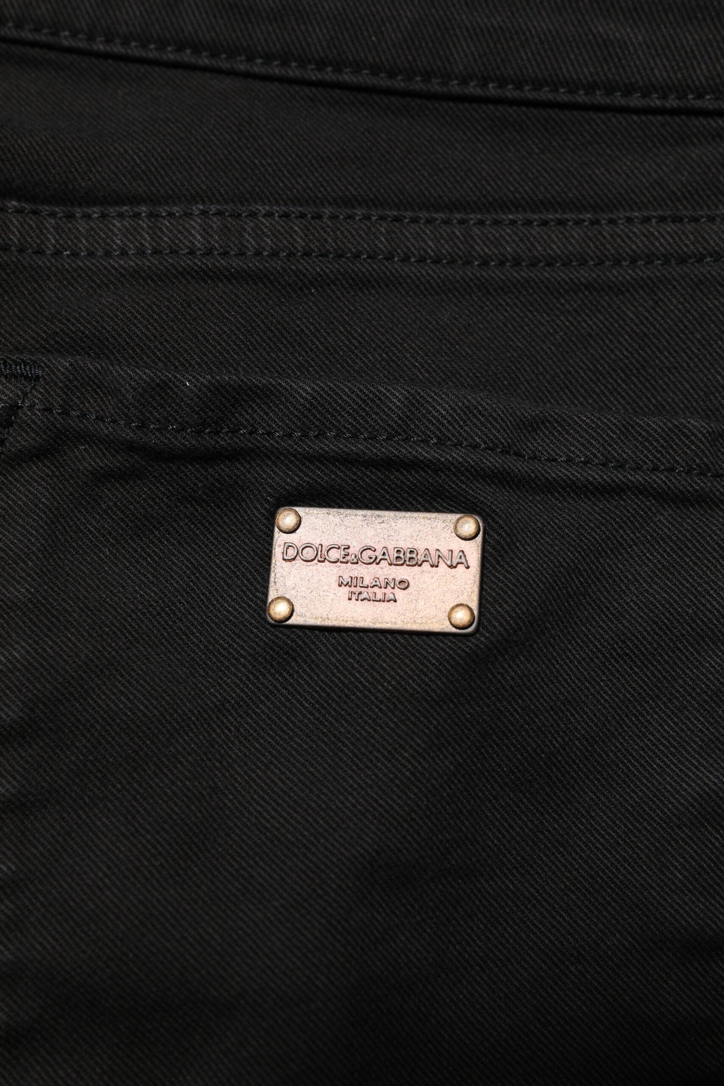 Dolce &amp; Gabbana – Schwarze Skinny-Jeans aus Baumwoll-Denim mit Logo und mittlerer Taille