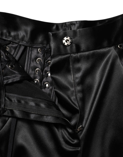 Dolce &amp; Gabbana – Schwarze Skinny-Hose mit Spitzendetails und hoher Taille