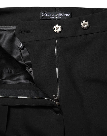 Dolce &amp; Gabbana – Schwarze Schlaghose aus Wolle mit hoher Taille
