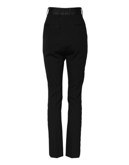 Dolce &amp; Gabbana Schwarze Skinny-Hose aus Wolle mit hoher Taille