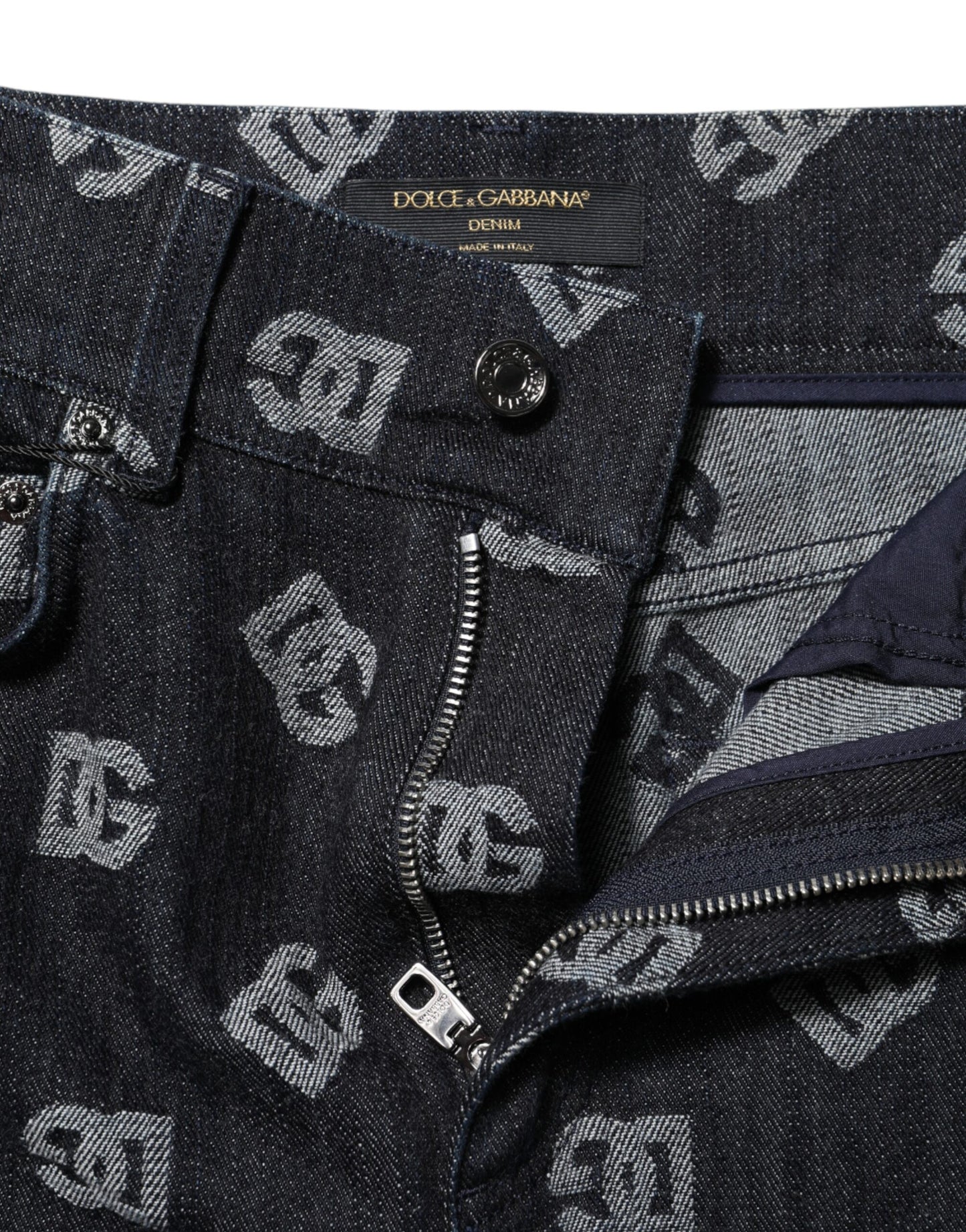 Dolce &amp; Gabbana – Schwarze Skinny-Jeans mit hohem Bund und DG-Logo