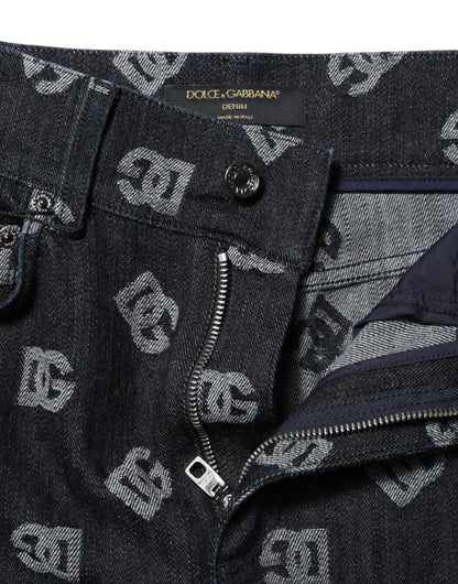 Dolce &amp; Gabbana – Schwarze Skinny-Jeans mit hohem Bund und DG-Logo