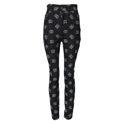 Dolce &amp; Gabbana – Schwarze Skinny-Jeans mit hohem Bund und DG-Logo