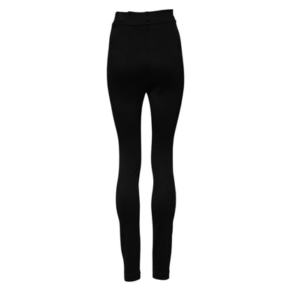 Dolce &amp; Gabbana Schwarze Skinny-Leggings aus Nylon mit hoher Taille