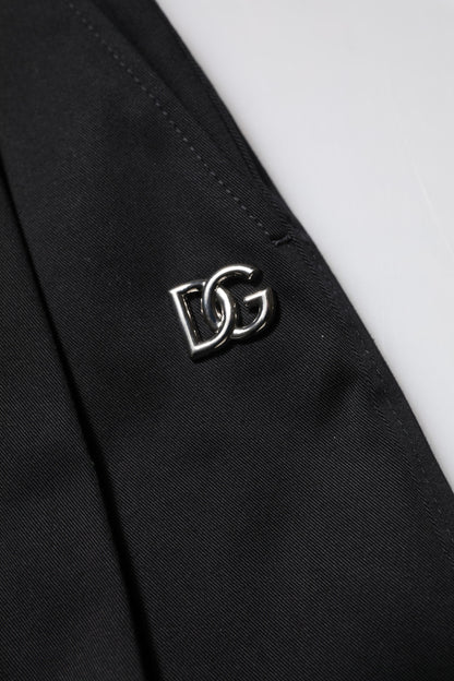 Dolce &amp; Gabbana – Schwarze Hose aus Baumwolle mit hoher Taille und weitem Bein