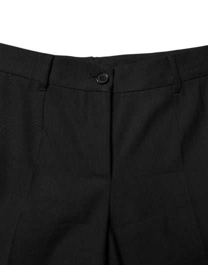 Dolce &amp; Gabbana – Schwarze, hoch taillierte Karottenhose aus Wolle