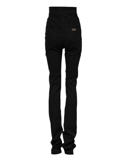 Dolce &amp; Gabbana – Schwarze Skinny-Jeans aus Baumwolle mit hoher Taille 