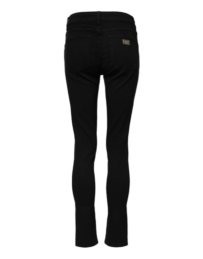 Dolce &amp; Gabbana – Schwarze Skinny-Jeans aus Baumwolle mit mittlerer Taille