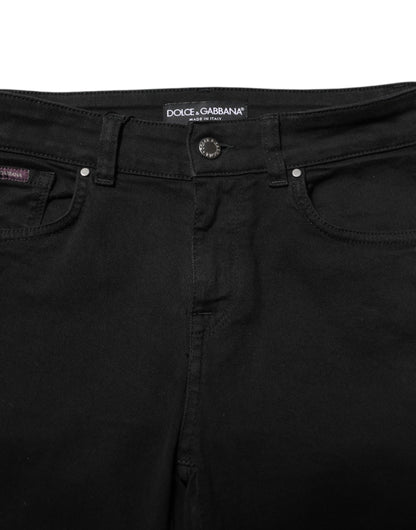 Dolce &amp; Gabbana – Schwarze Skinny-Jeans aus Baumwolle mit mittlerer Taille