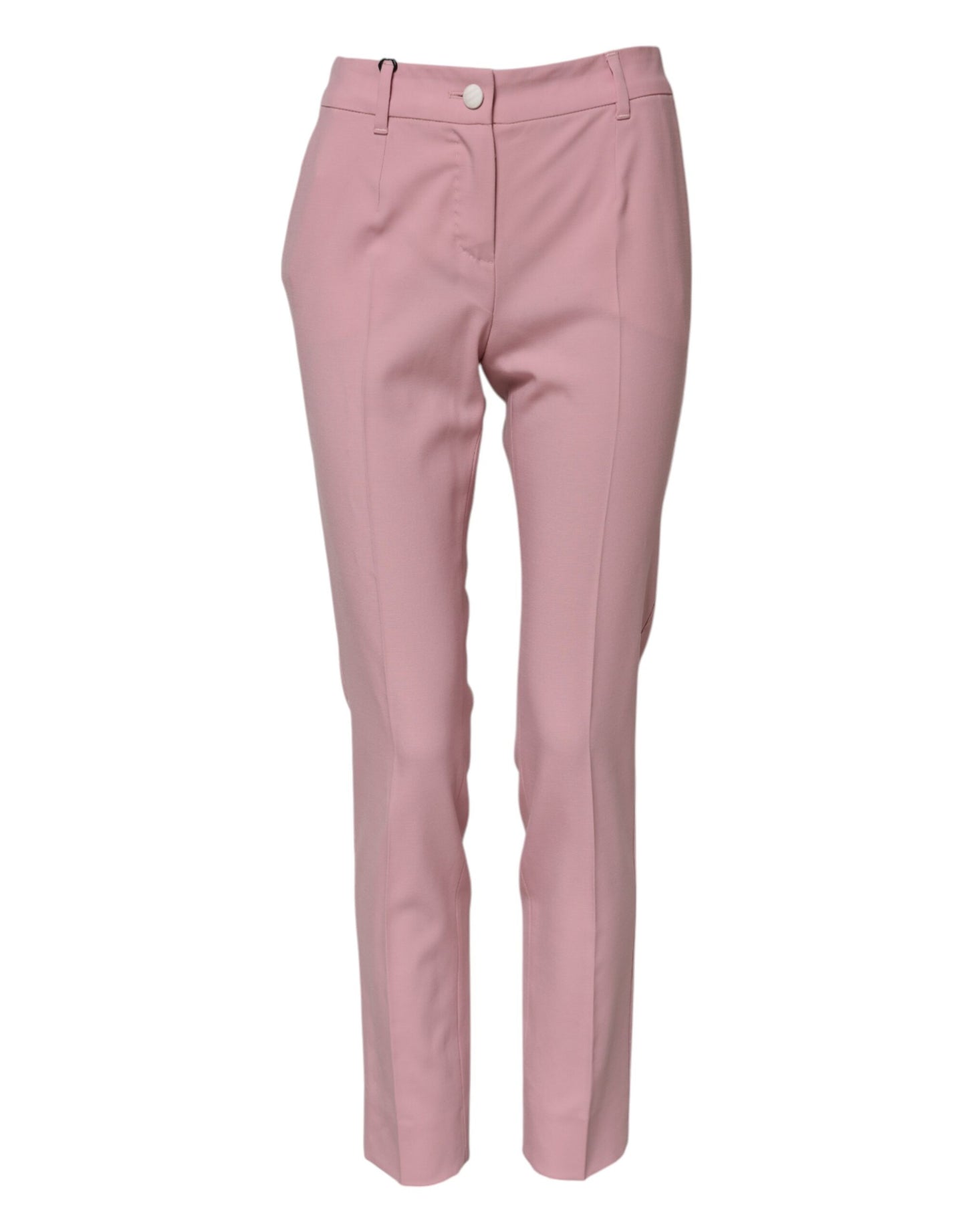 Dolce &amp; Gabbana – Karottenhose aus rosa Wolle mit hoher Taille