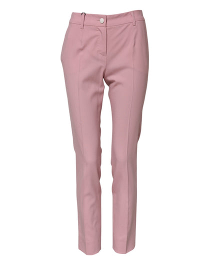 Dolce &amp; Gabbana – Karottenhose aus rosa Wolle mit hoher Taille