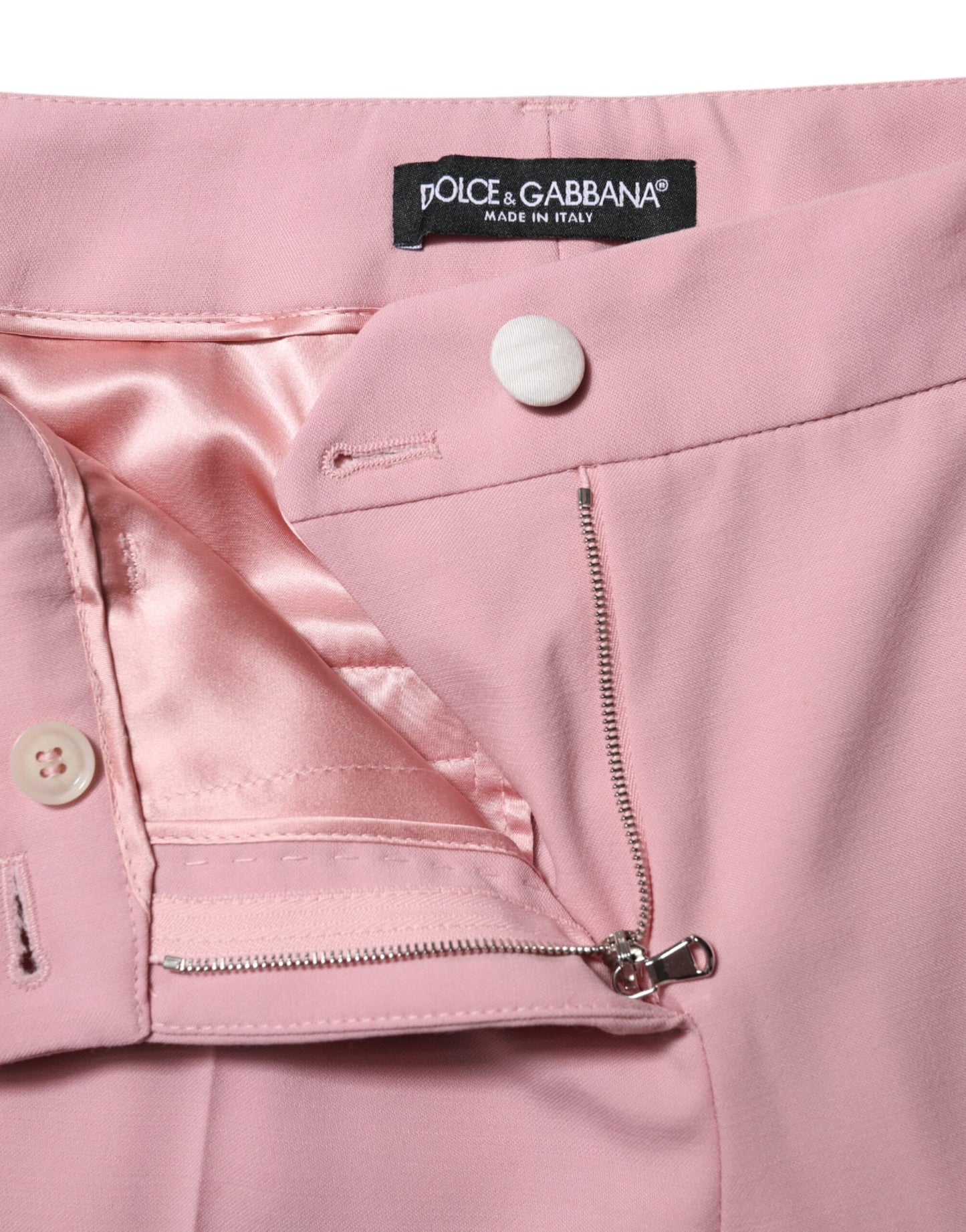 Dolce &amp; Gabbana – Karottenhose aus rosa Wolle mit hoher Taille