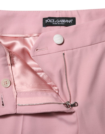 Dolce &amp; Gabbana – Karottenhose aus rosa Wolle mit hoher Taille