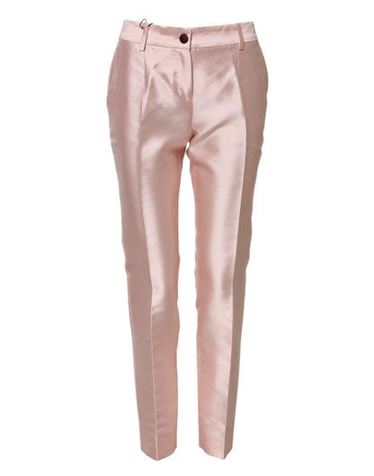 Dolce &amp; Gabbana – Hoch taillierte Karottenhose aus rosa Satin