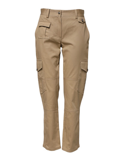Dolce &amp; Gabbana – Beige Cargo-Schmal zulaufende Hose mit mittlerer Taille