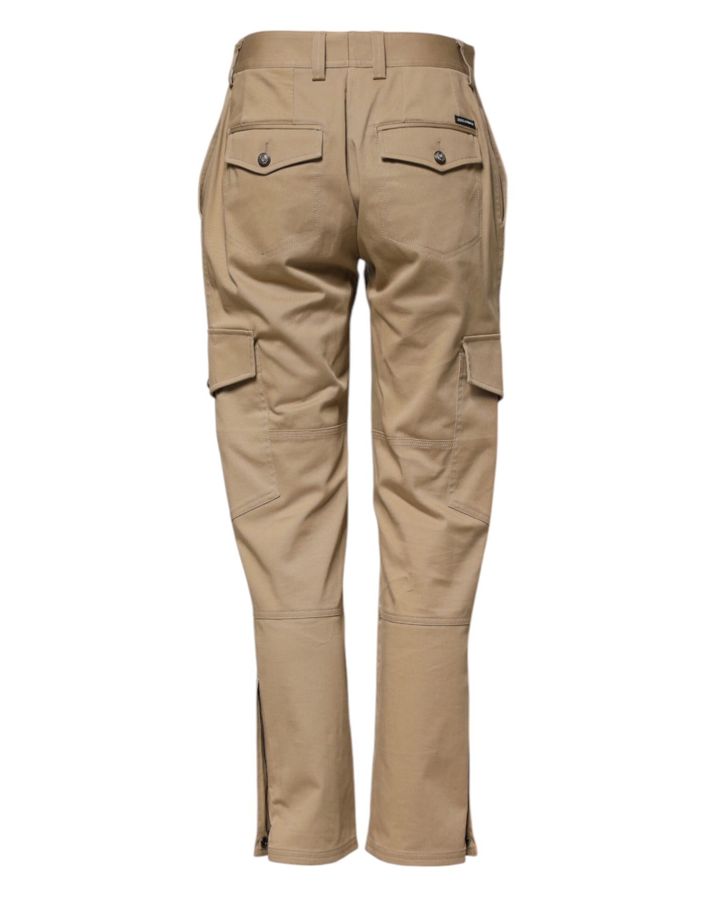 Dolce &amp; Gabbana – Beige Cargo-Schmal zulaufende Hose mit mittlerer Taille