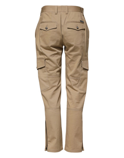 Dolce &amp; Gabbana – Beige Cargo-Schmal zulaufende Hose mit mittlerer Taille