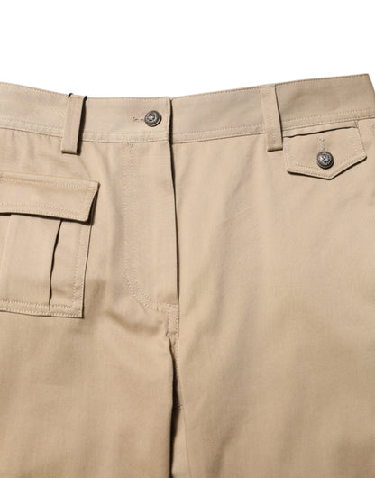 Dolce &amp; Gabbana – Beige Cargo-Schmal zulaufende Hose mit mittlerer Taille