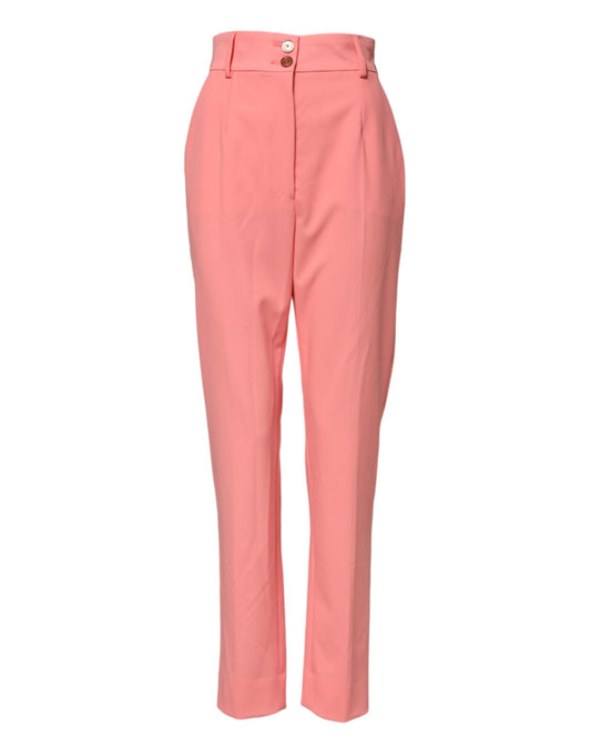 Dolce &amp; Gabbana – Schmal zulaufende Anzughose in Rosa mit hoher Taille