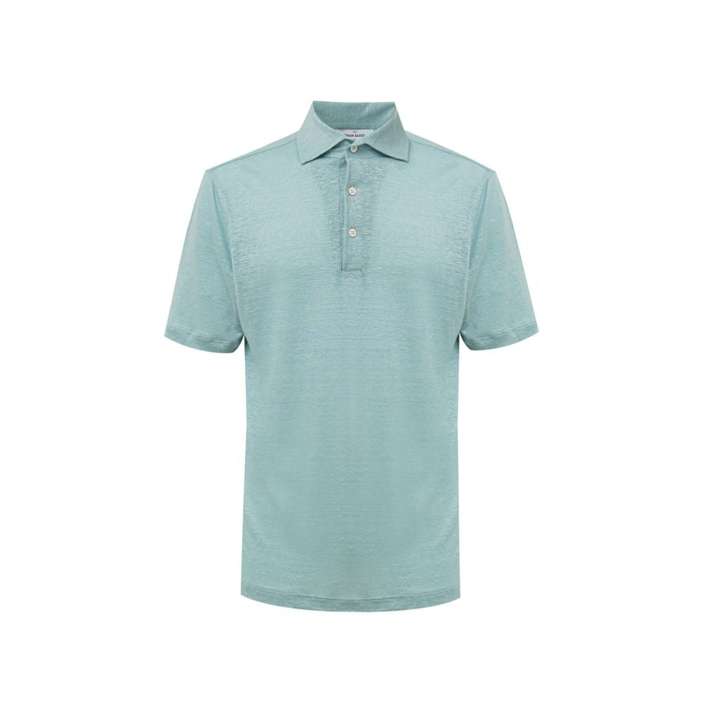 Gran Sasso Blaues Leinen-Poloshirt