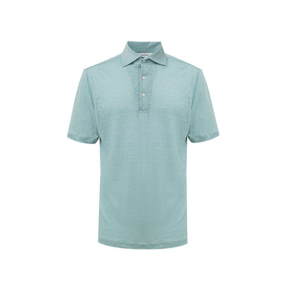 Gran Sasso Blaues Leinen-Poloshirt