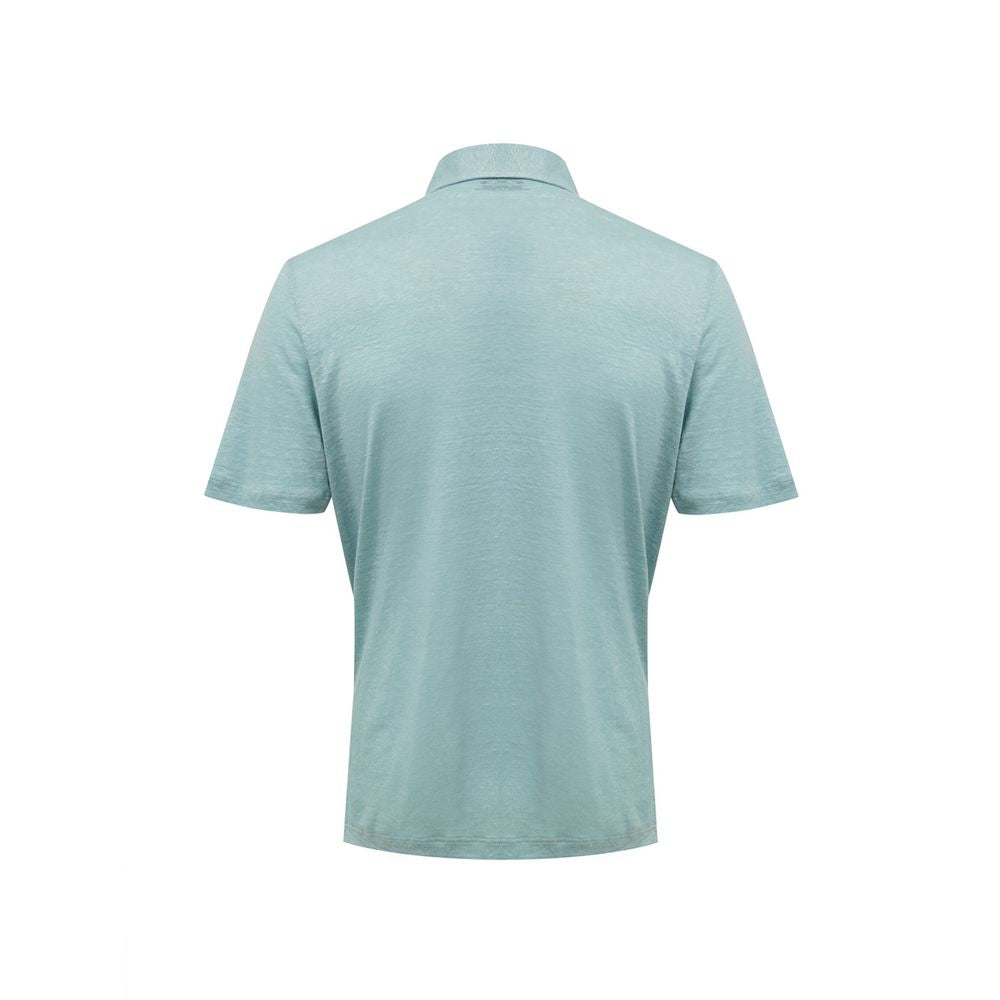 Gran Sasso Blaues Leinen-Poloshirt