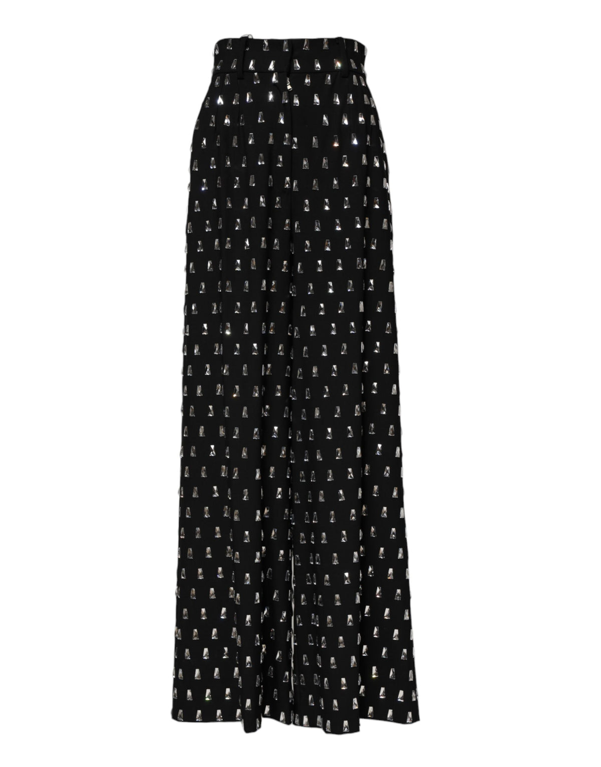 Dolce &amp; Gabbana – Schwarze Hose mit weitem Bein und Kristallverzierung