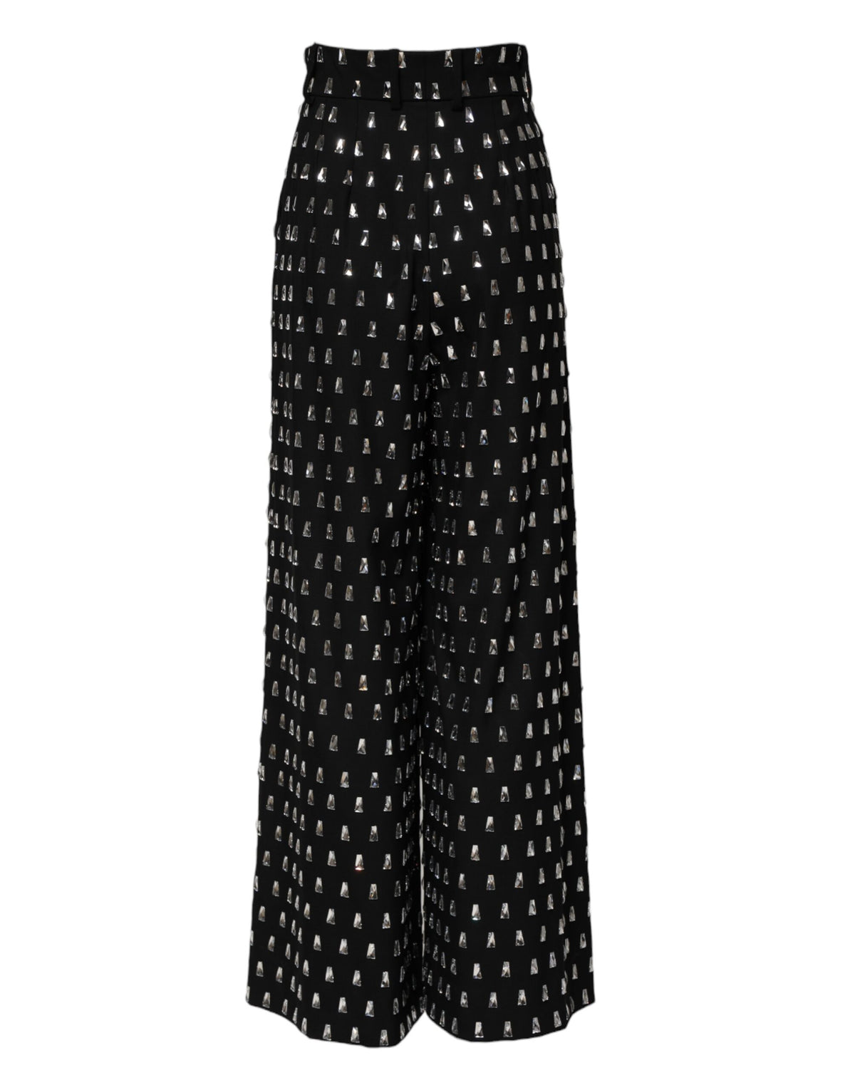 Dolce &amp; Gabbana – Schwarze Hose mit weitem Bein und Kristallverzierung