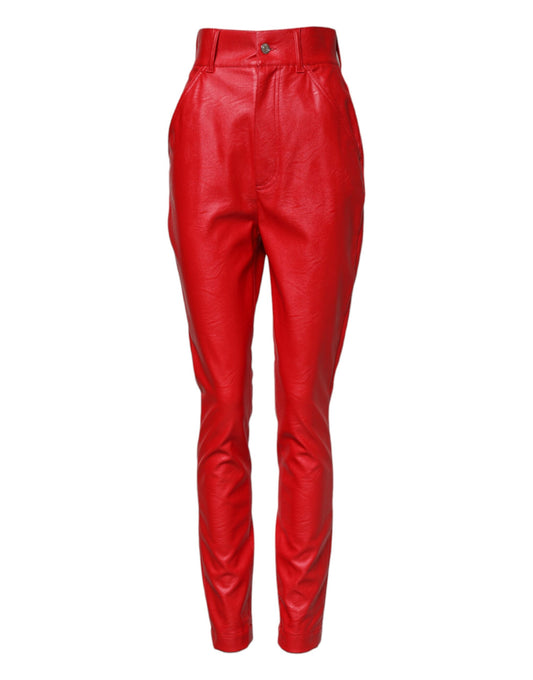 Dolce &amp; Gabbana – Hoch taillierte, konisch zulaufende Hose aus roter Viskose