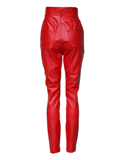 Dolce &amp; Gabbana – Hoch taillierte, konisch zulaufende Hose aus roter Viskose