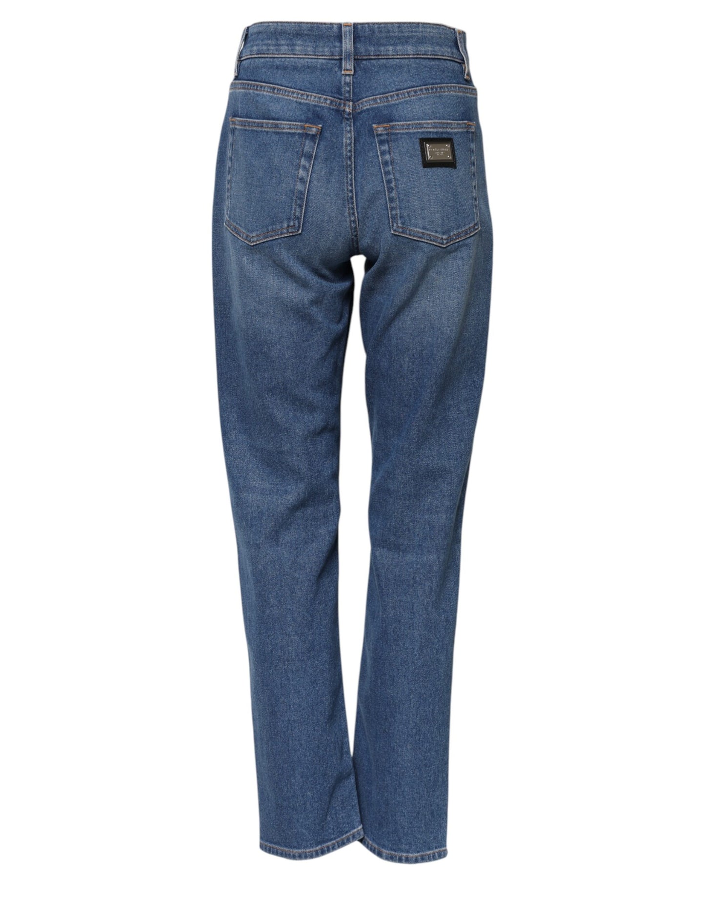 Dolce &amp; Gabbana – Blaue, hoch taillierte Jeans aus konischem Baumwolldenim 