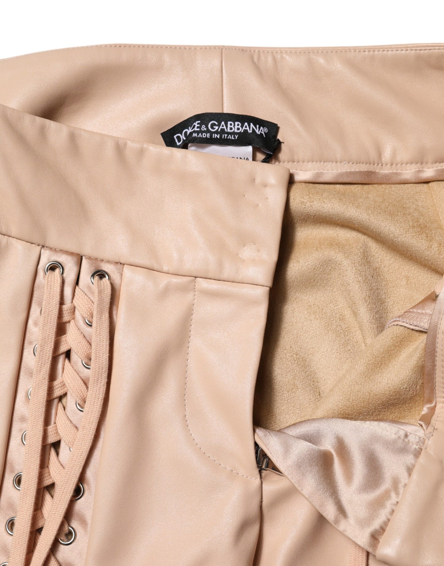 Dolce &amp; Gabbana Beige Skinny-Hose mit mittelhohem Bund und Spitzendetails