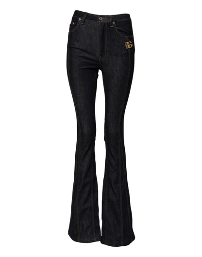 Dolce &amp; Gabbana – Schwarze Bootcut-Jeans aus Baumwolle mit mittlerer Taille 