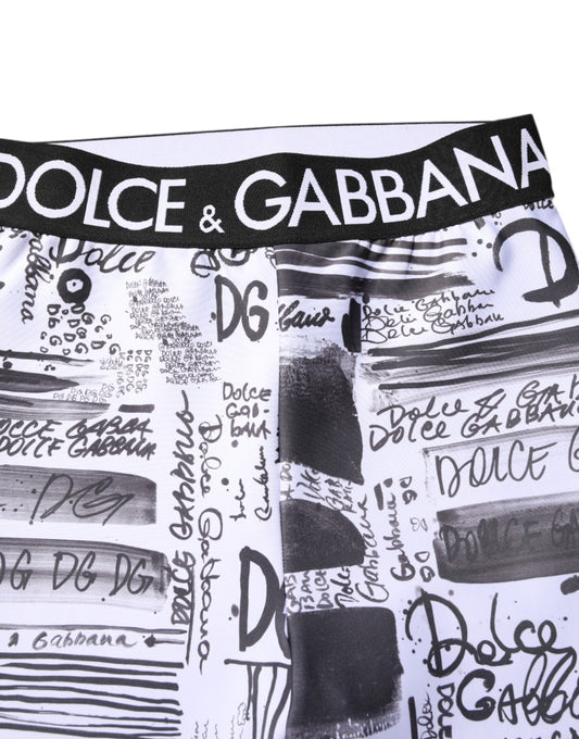 Dolce &amp; Gabbana – Enge Leggings mit hoher Taille und Grafik in Weiß