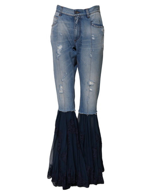 Dolce &amp; Gabbana – Blaue, ausgestellte Jeans aus Baumwolle mit hoher Taille 