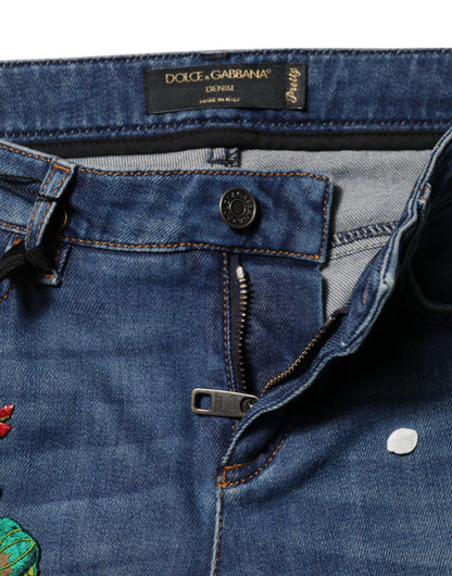 Dolce &amp; Gabbana – Blaue Skinny-Jeans aus Baumwolle mit mittlerer Taille