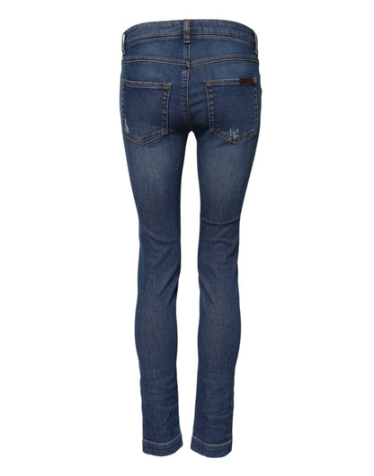 Dolce &amp; Gabbana – Blaue Skinny-Jeans aus Baumwolle mit mittlerer Taille