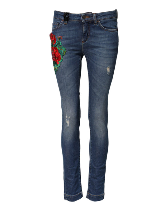 Dolce &amp; Gabbana – Blaue Skinny-Jeans aus Baumwolle mit mittlerer Taille