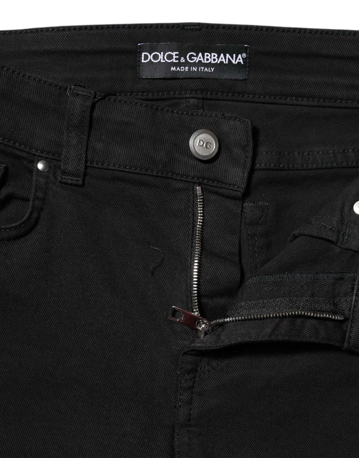 Dolce &amp; Gabbana – Schwarze Skinny-Jeans aus Baumwoll-Denim mit Logo und mittlerer Taille 