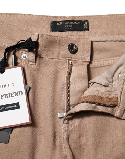 Dolce &amp; Gabbana – Jeanshose aus brauner Baumwolle im Boyfriend-Stil 