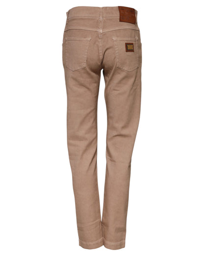 Dolce &amp; Gabbana – Jeanshose aus brauner Baumwolle im Boyfriend-Stil 