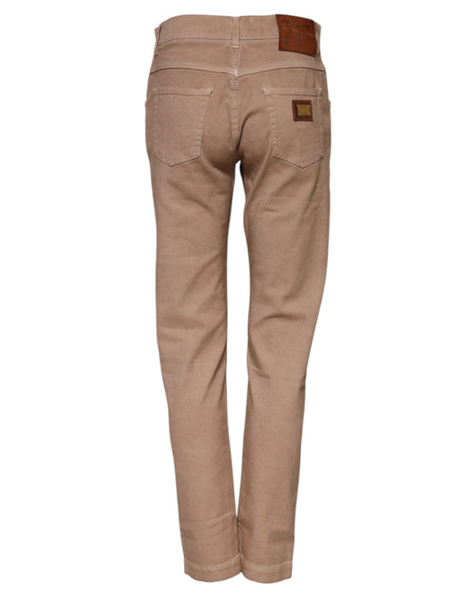 Dolce &amp; Gabbana – Jeanshose aus brauner Baumwolle im Boyfriend-Stil 