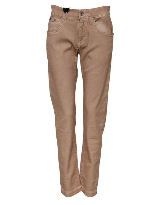 Dolce &amp; Gabbana – Jeanshose aus brauner Baumwolle im Boyfriend-Stil 