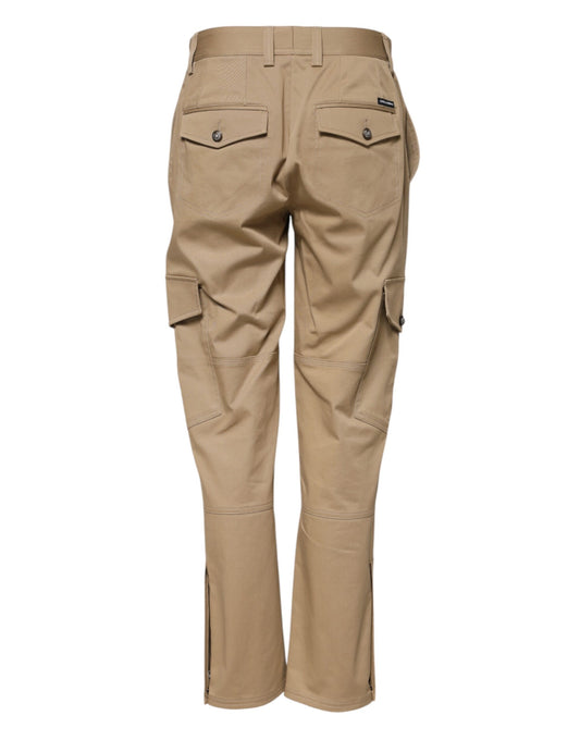 Dolce &amp; Gabbana – Beige Cargo-Schmal zulaufende Hose mit mittlerer Taille 