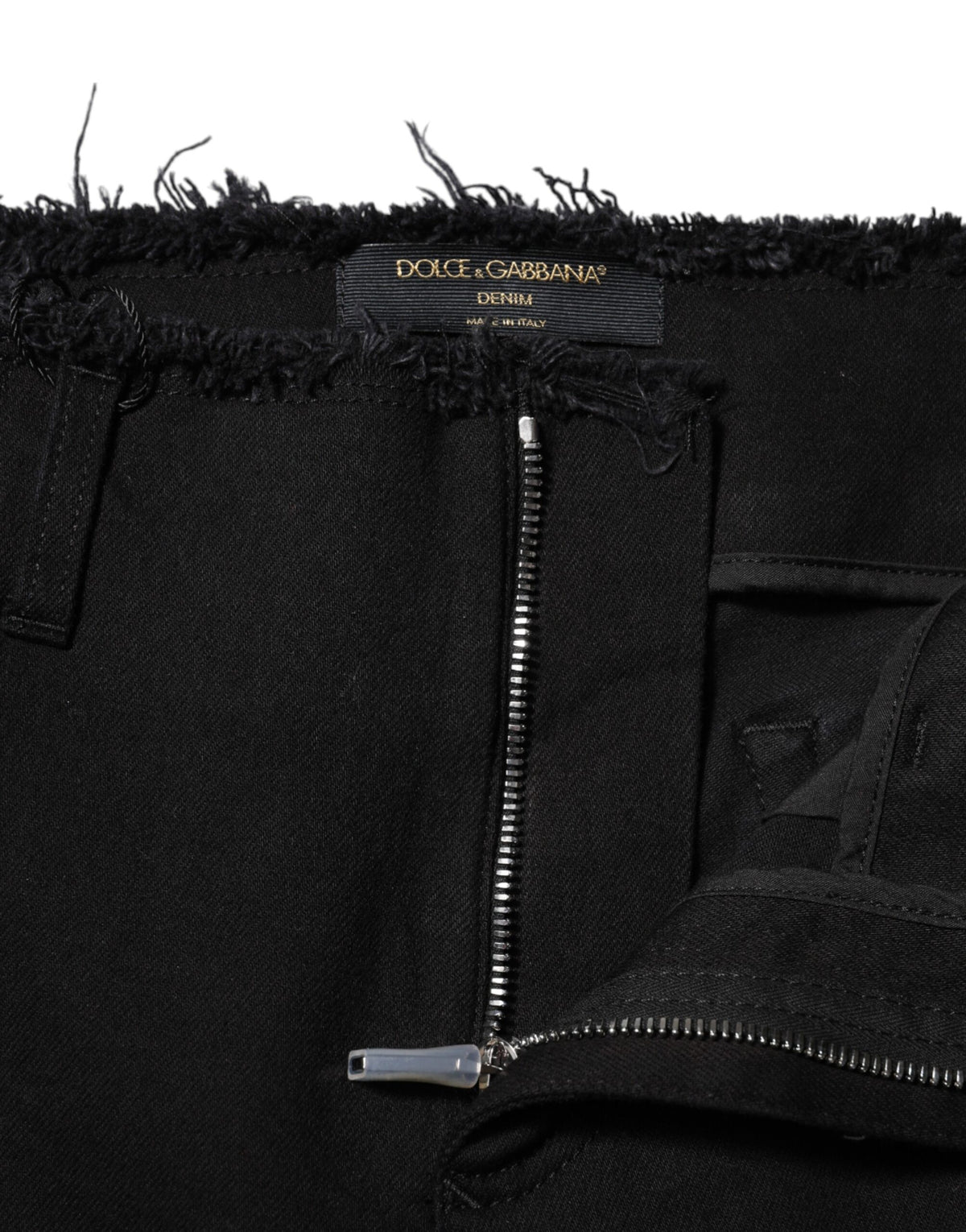 Dolce &amp; Gabbana – Schwarze Schlagjeans aus Baumwolle mit mittlerer Taille 