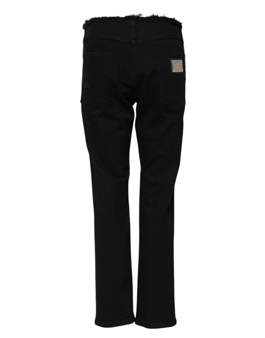 Dolce &amp; Gabbana – Schwarze Schlagjeans aus Baumwolle mit mittlerer Taille 
