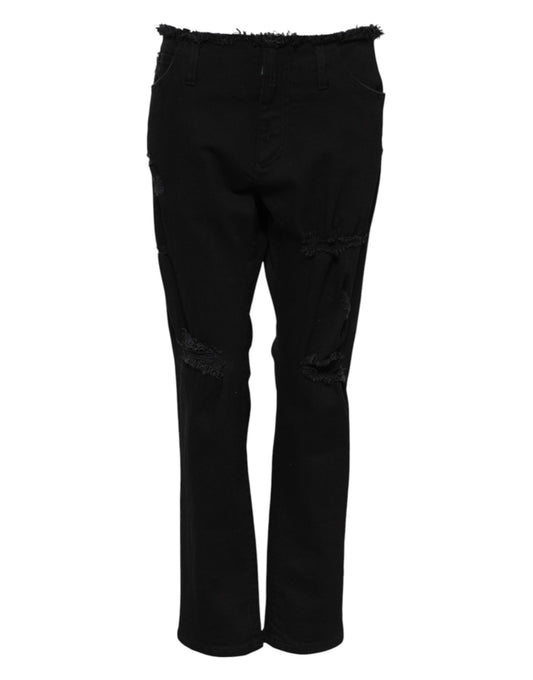 Dolce &amp; Gabbana – Schwarze Schlagjeans aus Baumwolle mit mittlerer Taille 