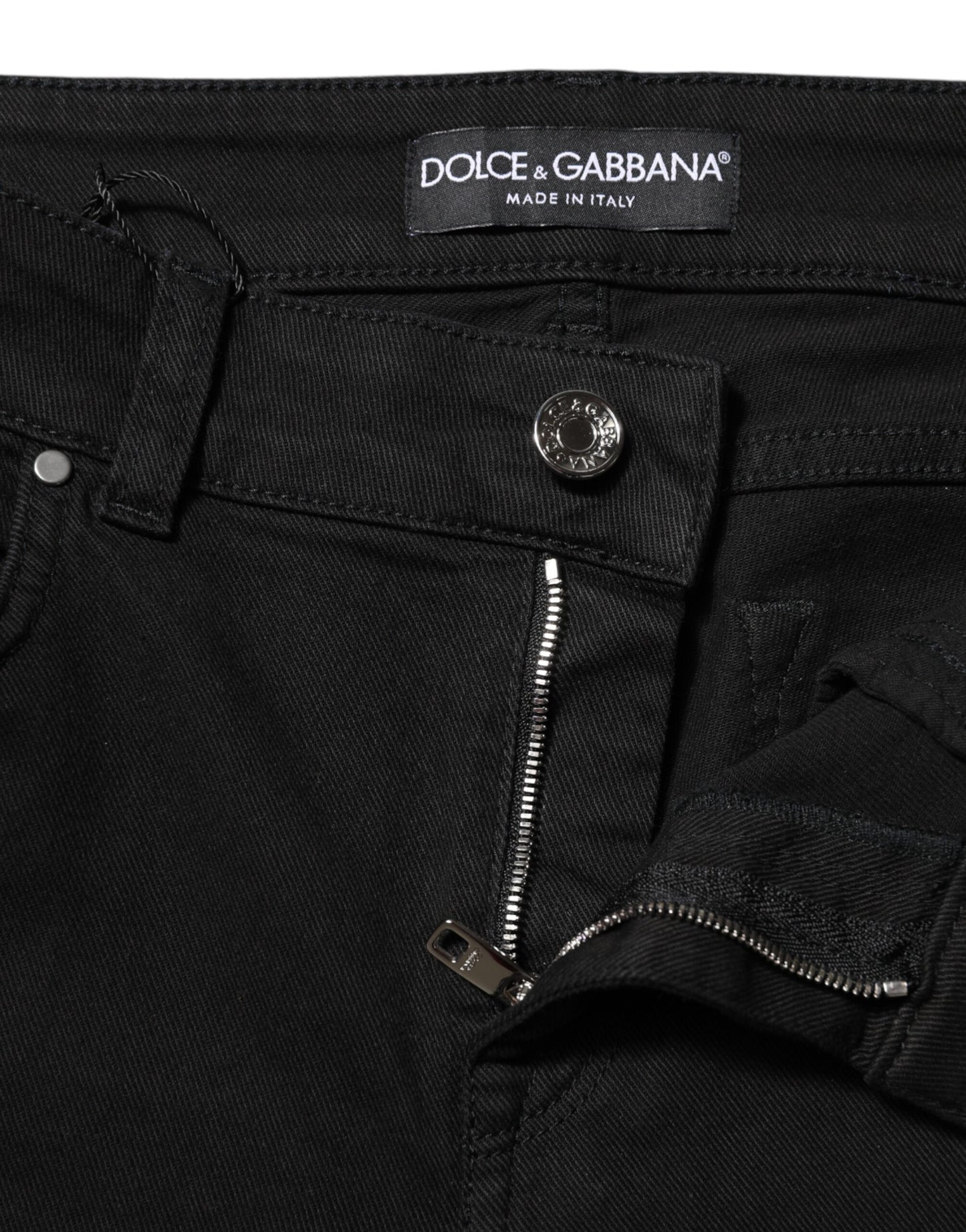 Dolce &amp; Gabbana – Schwarze Skinny-Jeans aus Baumwolle mit mittlerer Taille 